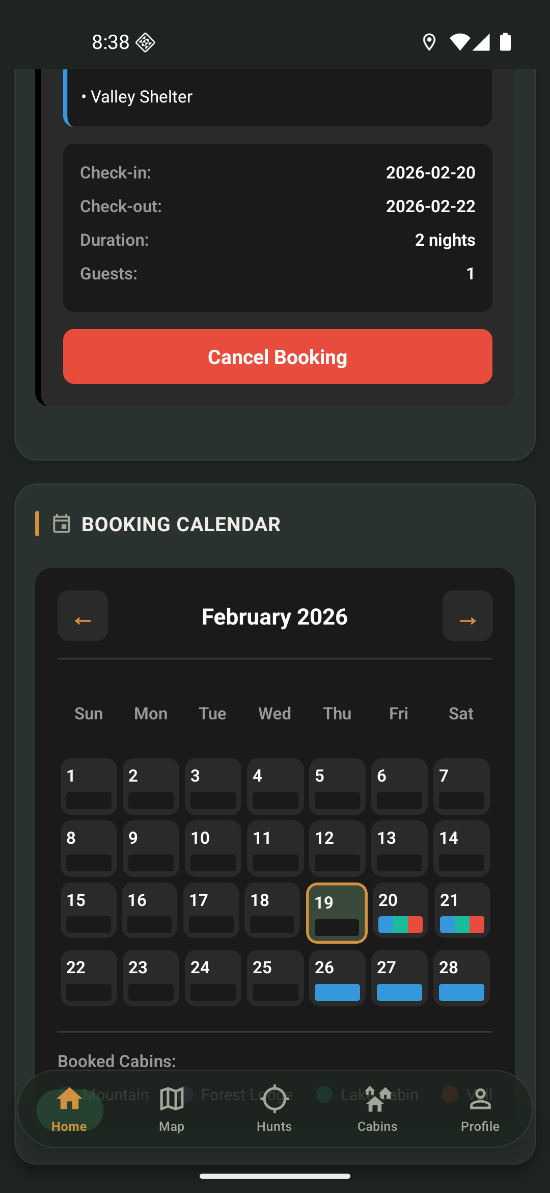 Hunt Journal and Cabin Booking